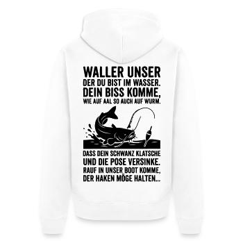 Wels Waller Angeln Angler Spruch Waller Unser - Unisex Premium Bio Zip Hoodie - Weiß - Hinten - Thijin (182cm)