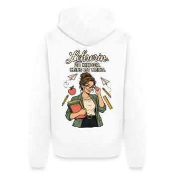 Lehrerin 28 Kinder keins meins - Unisex Premium Bio Zip Hoodie - Weiß - Hinten - Thijin (182cm)
