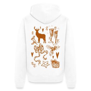 WEIHNACHTSSAMMLUNG - Unisex Premium Bio Zip Hoodie - Weiß - Hinten - Thijin (182cm)