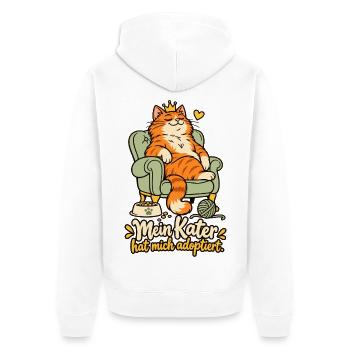 Mein Kater hat mich adoptiert - Unisex Premium Bio Zip Hoodie - Weiß - Hinten - Thijin (182cm)