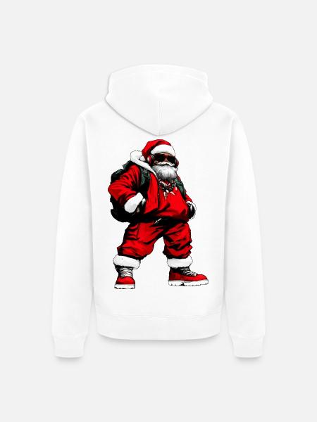 Weihnachtsmann Rapper Hip Hop - Unisex Premium Bio Zip Hoodie - Weiß