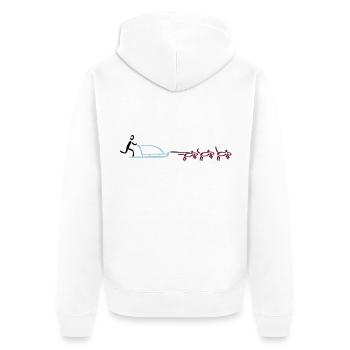 Hundeschlitten Hund Hundesport - Unisex Premium Bio Zip Hoodie - Weiß - Hinten - Thijin (182cm)