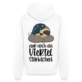 Faultier Nur Noch Ein Viertel Stündchen Geschenk - Unisex Premium Bio Zip Hoodie - Weiß - Hinten - Thijin (182cm)