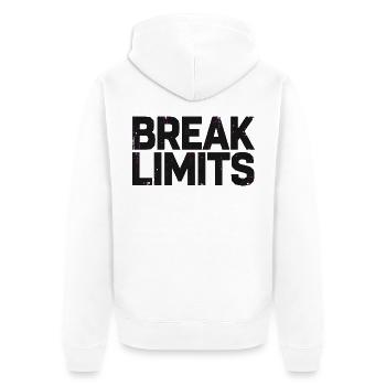 Break Limits fettgedruckter Text - Unisex Premium Bio Zip Hoodie - Weiß - Hinten - Thijin (182cm)