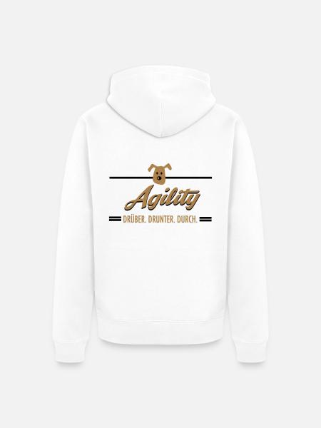 Agility - Unisex Premium Organic Zip Hoodie - white