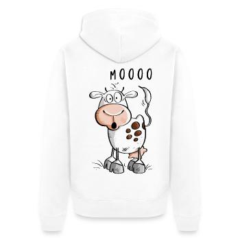 Mooo Kuh Comic - Kühe - Unisex Premium Bio Zip Hoodie - Weiß - Hinten - Thijin (182cm)