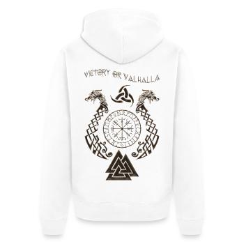 Wikinger-Symbol - Unisex Premium Bio Zip Hoodie - Weiß - Hinten - Thijin (182cm)