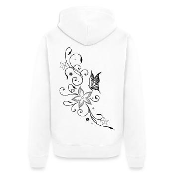 Fleurs avec papillons, fleurs - Veste à capuche bio Premium Unisexe - blanc - Dos - Thijin (182cm)