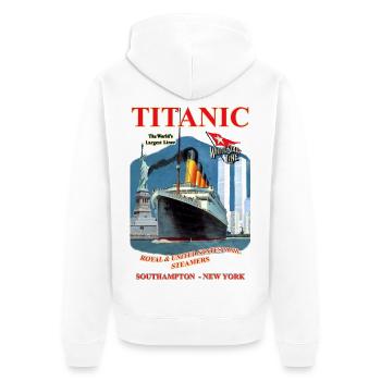 TITANIC SPIRIT CREATION Louis RUNEMBERG © Adagp - Unisex Premium Bio Zip Hoodie - Weiß - Hinten - Thijin (182cm)