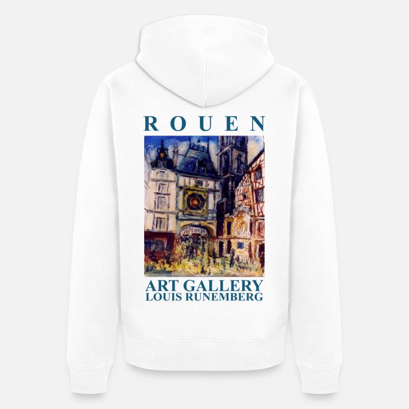 Gros Horloge de Rouen création Louis RUNEMBERG Ada - Veste à capuche bio Premium Unisexe - blanc