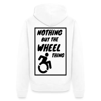 Nichts als die Sache mit dem Rad. Humor im Rollstuhl * - Unisex Premium Bio Zip Hoodie - Weiß - Hinten - Thijin (182cm)