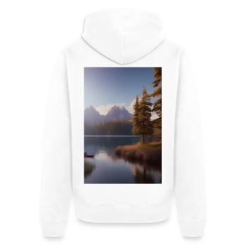 Landscape with lake and mountains - Unisex Premium Organic Zip Hoodie - white - Back - Thijin (182cm)