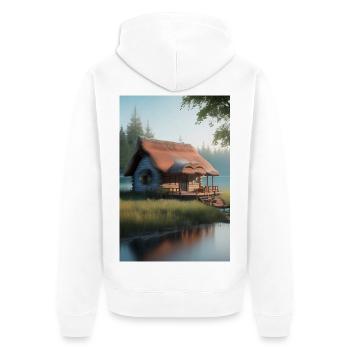 Charming lakeside cabin - Unisex Premium Organic Zip Hoodie - white - Back - Thijin (182cm)