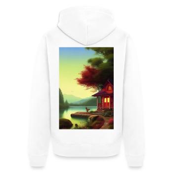 Charming lakeside cabin - Unisex Premium Organic Zip Hoodie - white - Back - Thijin (182cm)