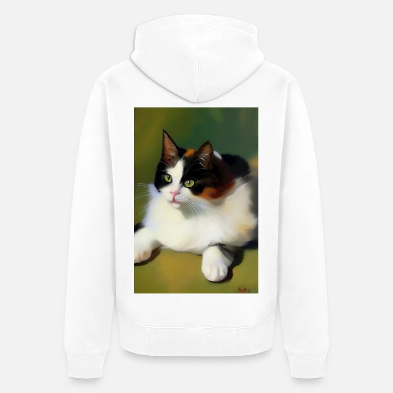 Image du chat - Veste à capuche bio Premium Unisexe - blanc