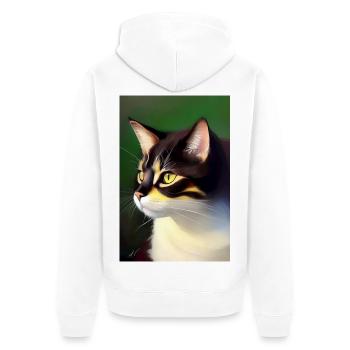 Katzen Bild - Unisex Premium Bio Zip Hoodie - Weiß - Hinten - Thijin (182cm)