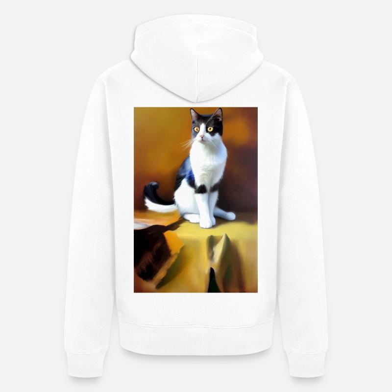 Image du chat - Veste à capuche bio Premium Unisexe - blanc