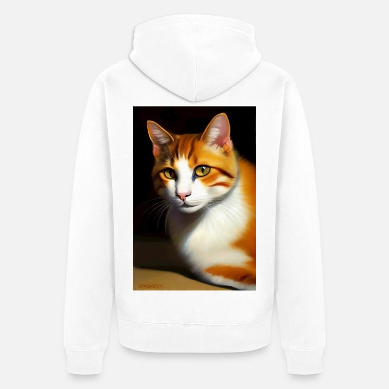 Image du chat - Veste à capuche bio Premium Unisexe - blanc