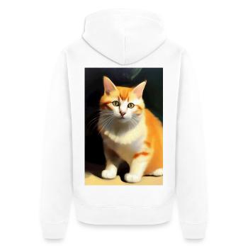 Katzen Bild - Unisex Premium Bio Zip Hoodie - Weiß - Hinten - Thijin (182cm)