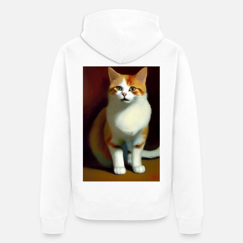 Image du chat - Veste à capuche bio Premium Unisexe - blanc