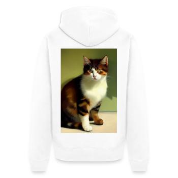 Katzen Bild - Unisex Premium Bio Zip Hoodie - Weiß - Hinten - Thijin (182cm)
