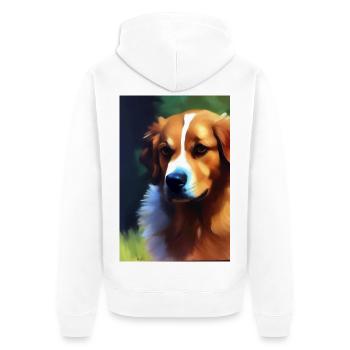 Hunde Bild - Unisex Premium Bio Zip Hoodie - Weiß - Hinten - Thijin (182cm)