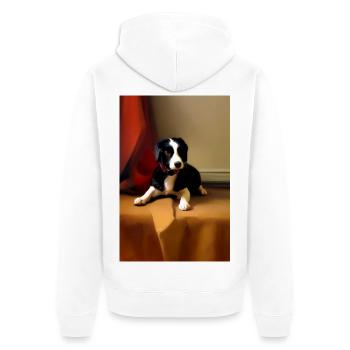 Hunde Bild - Unisex Premium Bio Zip Hoodie - Weiß - Hinten - Thijin (182cm)
