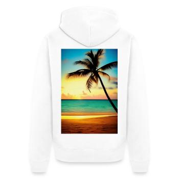 Karibik Palmen Strand - Unisex Premium Bio Zip Hoodie - Weiß - Hinten - Thijin (182cm)
