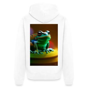 Frosch - Unisex Premium Bio Zip Hoodie - Weiß - Hinten - Thijin (182cm)