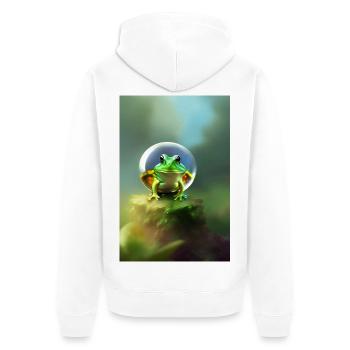 Frosch Kugel - Unisex Premium Bio Zip Hoodie - Weiß - Hinten - Thijin (182cm)