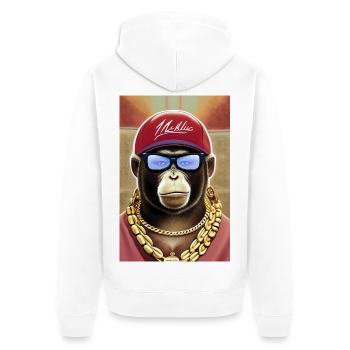Cooler Affe mit Sonnenbrille - Unisex Premium Bio Zip Hoodie - Weiß - Hinten - Thijin (182cm)