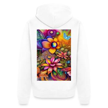 Blumen und Schmetterling - Unisex Premium Bio Zip Hoodie - Weiß - Hinten - Thijin (182cm)