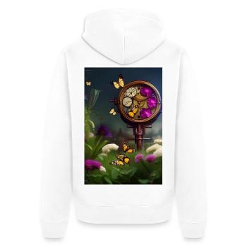 Flowers and butterfly - Unisex Premium Organic Zip Hoodie - white - Back - Thijin (182cm)