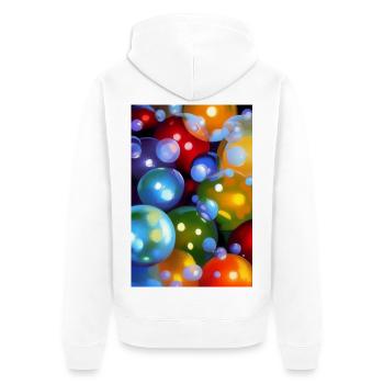 Bunte Blasen - Unisex Premium Bio Zip Hoodie - Weiß - Hinten - Thijin (182cm)