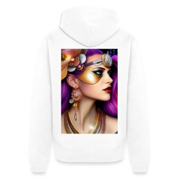 Schöne Frau mit Maske - Unisex Premium Bio Zip Hoodie - Weiß - Hinten - Thijin (182cm)