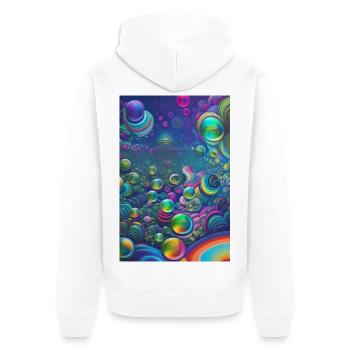 Bulles de savon colorées - Veste à capuche bio Premium Unisexe - blanc - Dos - Thijin (182cm)