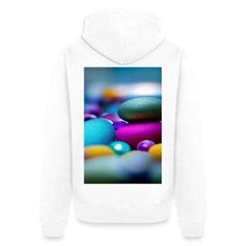 Bunte Steine - Unisex Premium Bio Zip Hoodie - Weiß - Hinten - Thijin (182cm)