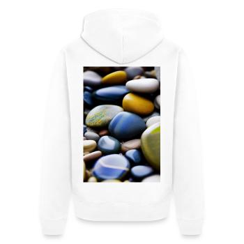 Bunte Steine - Unisex Premium Bio Zip Hoodie - Weiß - Hinten - Thijin (182cm)