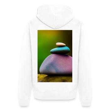 Bunte Steine - Unisex Premium Bio Zip Hoodie - Weiß - Hinten - Thijin (182cm)