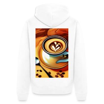 Café, grains de café - Veste à capuche bio Premium Unisexe - blanc - Dos - Thijin (182cm)
