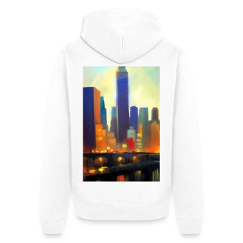 Horizon de la ville de New York - Veste à capuche bio Premium Unisexe - blanc - Dos - Thijin (182cm)