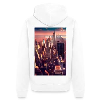 Horizon de la ville de New York - Veste à capuche bio Premium Unisexe - blanc - Dos - Thijin (182cm)