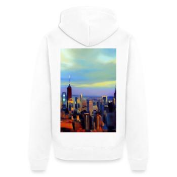 Horizon de la ville de New York - Veste à capuche bio Premium Unisexe - blanc - Dos - Thijin (182cm)
