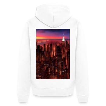 Horizon de la ville de New York - Veste à capuche bio Premium Unisexe - blanc - Dos - Thijin (182cm)
