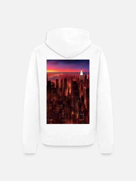 New York City Skyline - Unisex Premium Organic Zip Hoodie - white