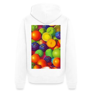 Früchte - Unisex Premium Bio Zip Hoodie - Weiß - Hinten - Thijin (182cm)