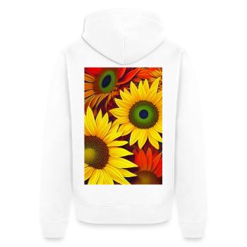 Sonnenblumen - Unisex Premium Bio Zip Hoodie - Weiß - Hinten - Thijin (182cm)