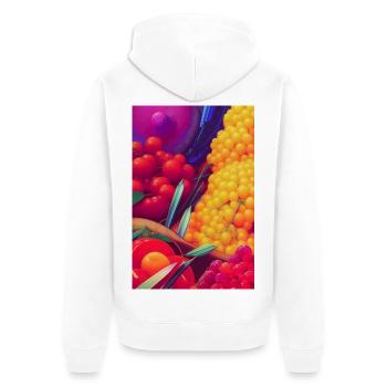 Früchte - Unisex Premium Bio Zip Hoodie - Weiß - Hinten - Thijin (182cm)