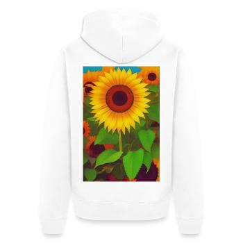 Sonnenblumen - Unisex Premium Bio Zip Hoodie - Weiß - Hinten - Thijin (182cm)