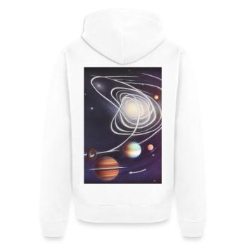 Weltall und Planeten - Unisex Premium Bio Zip Hoodie - Weiß - Hinten - Thijin (182cm)